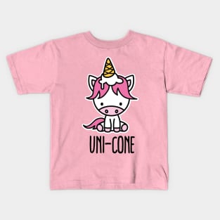 Funny Unicorn pun puns cute Uni-cone ice cream Kawaii Kids T-Shirt